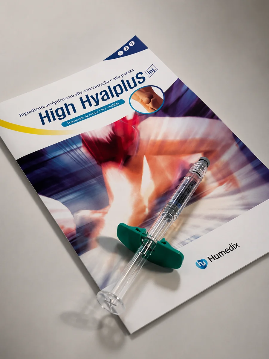 Material técnico impresso do High Hyalplus com a marca Humedix